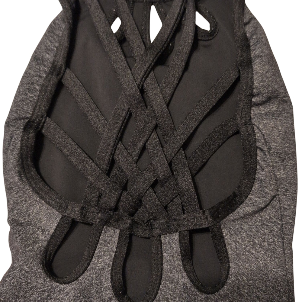 Gray & Black Cutout Bodysuit Leotard Bodysuit Five Dancewear Size Youth Large - Picture 2 of 3